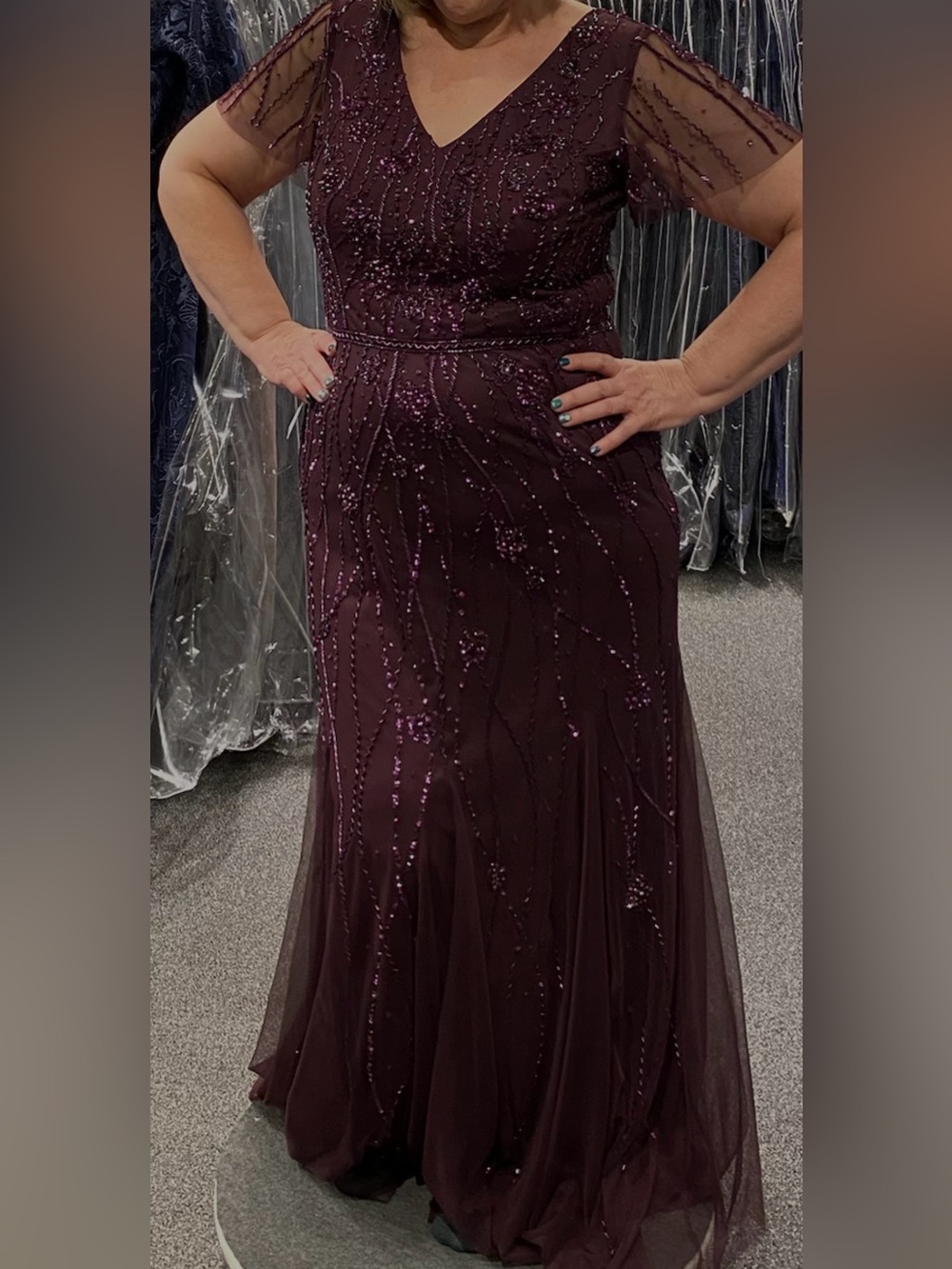 Adrianna Papell Platinum Formal Dress Size 16 in Plum Color. - Picture 10 of 10